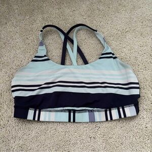lululemon athletica Light Blue and Navy Striped Sports Bra